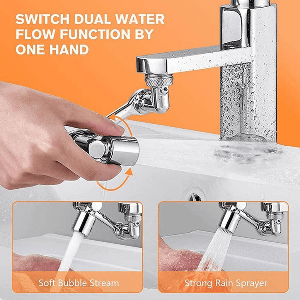 Arm Swivel Faucet Extension - 1080° Rotating Kitchen Sink Tap Extender